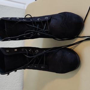 Massimo black high heeled suede boots. Size 9 1/2.